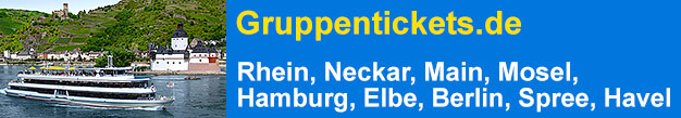 Linienschifffahrt-Gruppentickets.de zu Gruppenpreisen 2026 2027. Tagesschifffahrten von vielen Reedereien auf Rhein, Neckar, Main, Mosel. In Berlin auf Spree und Havel.